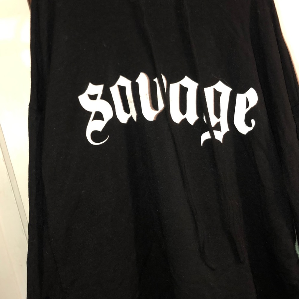Cropped Black Graphic Hoodie